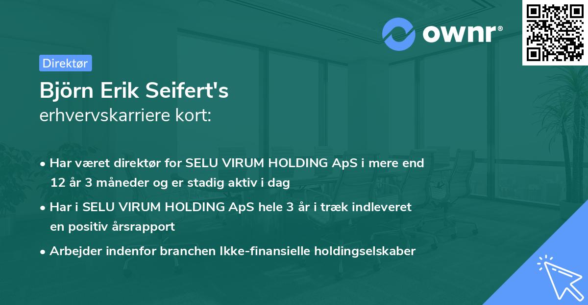Björn Erik Seifert's erhvervskarriere kort
