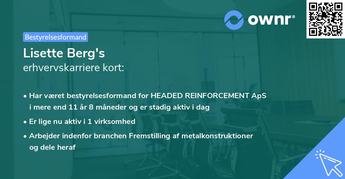 Lisette Berg's erhvervskarriere kort