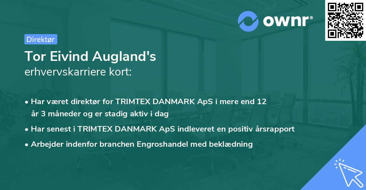 Tor Eivind Augland's erhvervskarriere kort