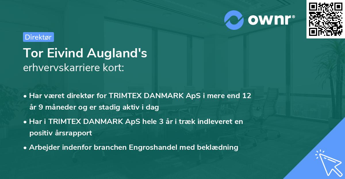 Tor Eivind Augland's erhvervskarriere kort