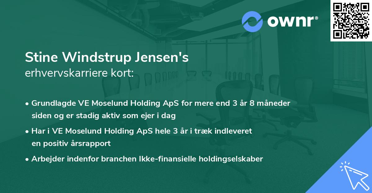 Stine Windstrup Jensen's erhvervskarriere kort