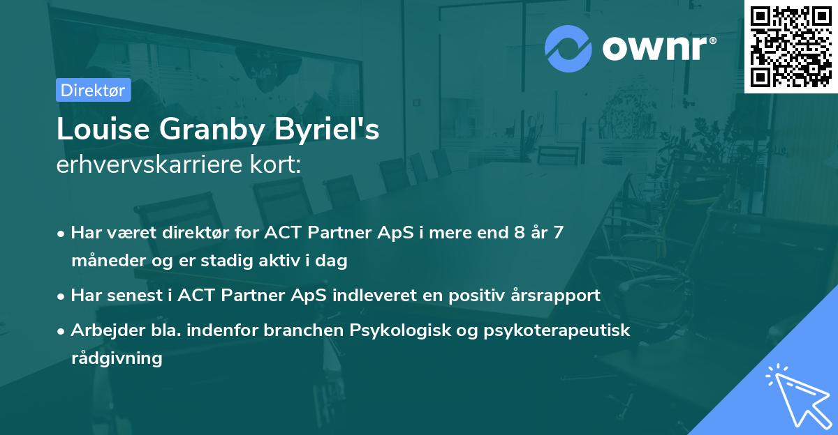 Louise Granby Byriel's erhvervskarriere kort