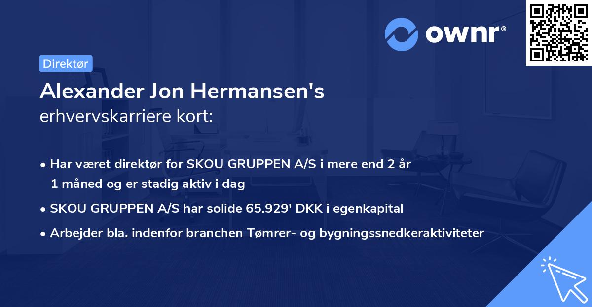 Alexander Jon Hermansen's erhvervskarriere kort