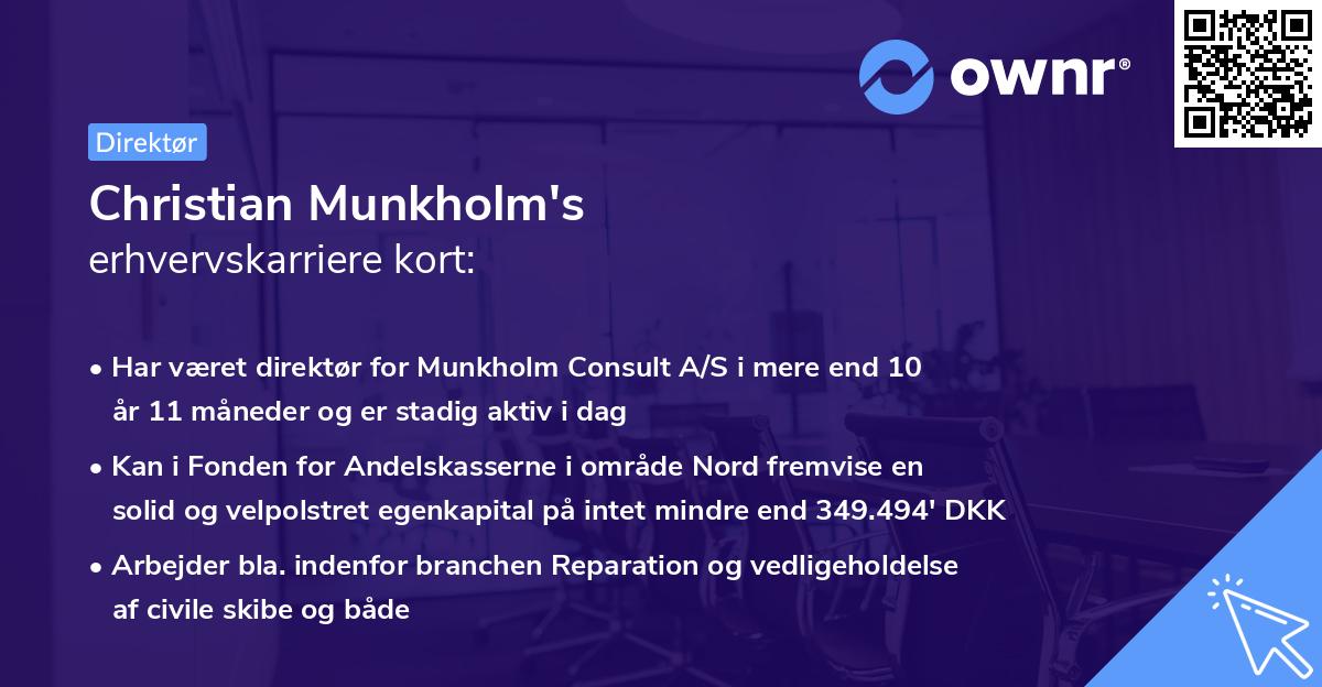 Christian Munkholm's erhvervskarriere kort