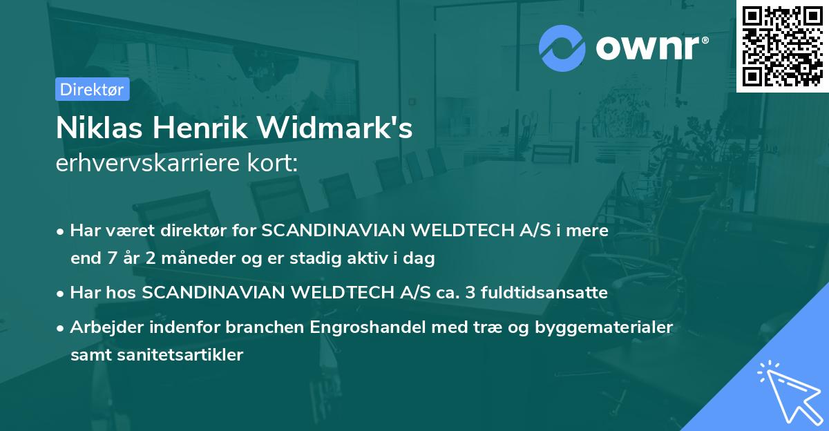 Niklas Henrik Widmark's erhvervskarriere kort