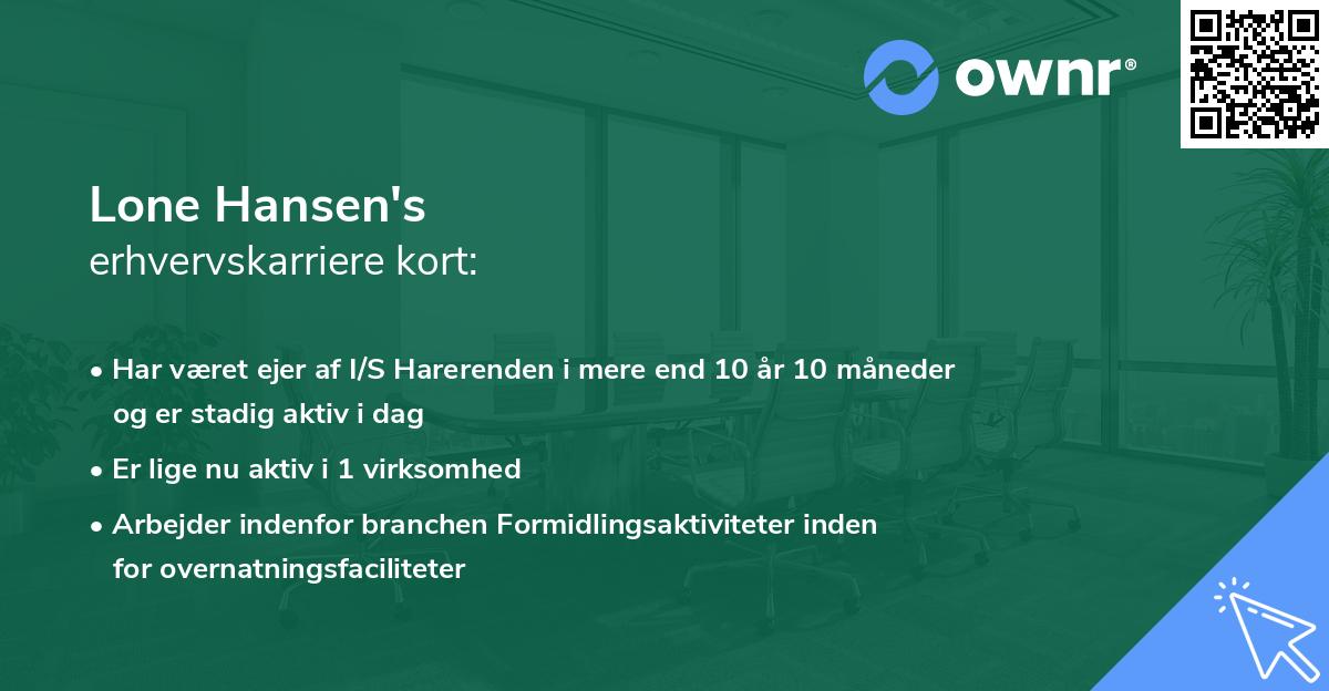 Lone Hansen's erhvervskarriere kort