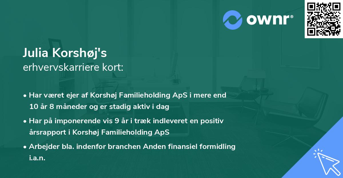 Julia Korshøj's erhvervskarriere kort