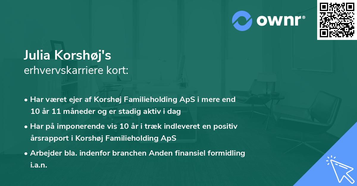 Julia Korshøj's erhvervskarriere kort