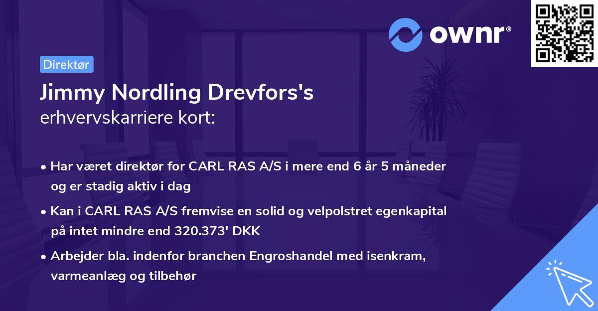 Jimmy Nordling Drevfors's erhvervskarriere kort