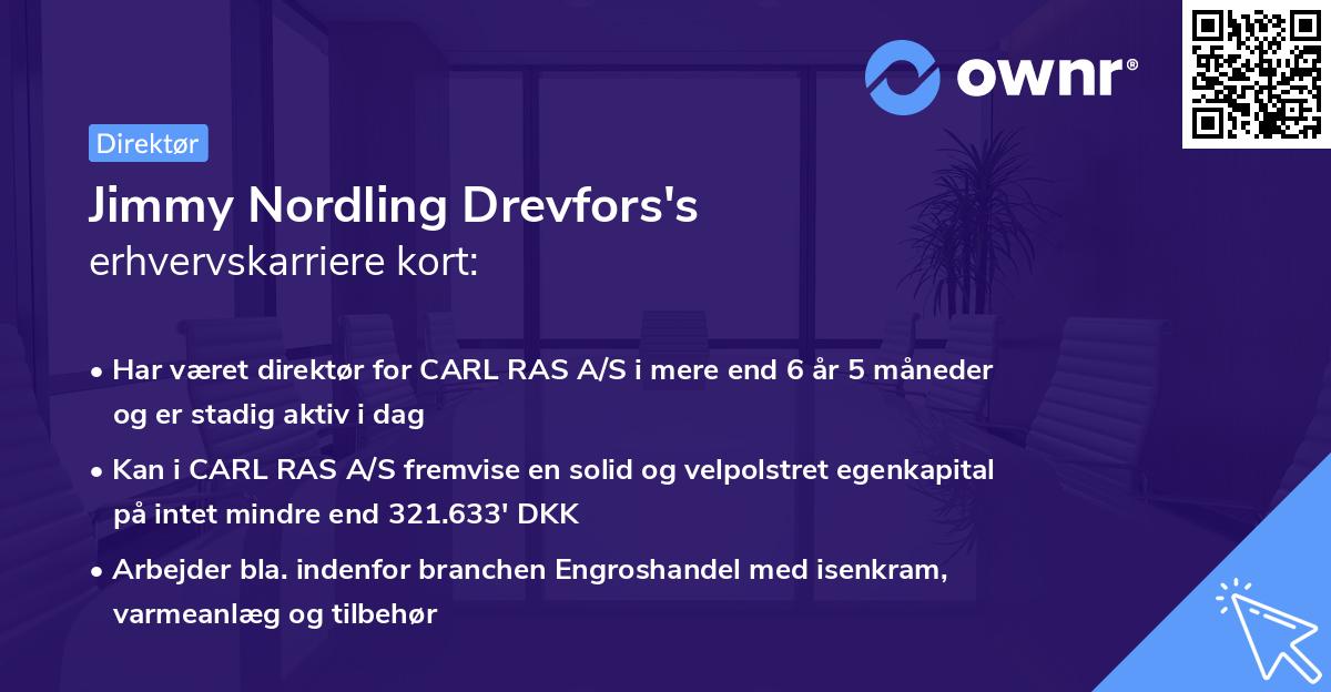 Jimmy Nordling Drevfors's erhvervskarriere kort