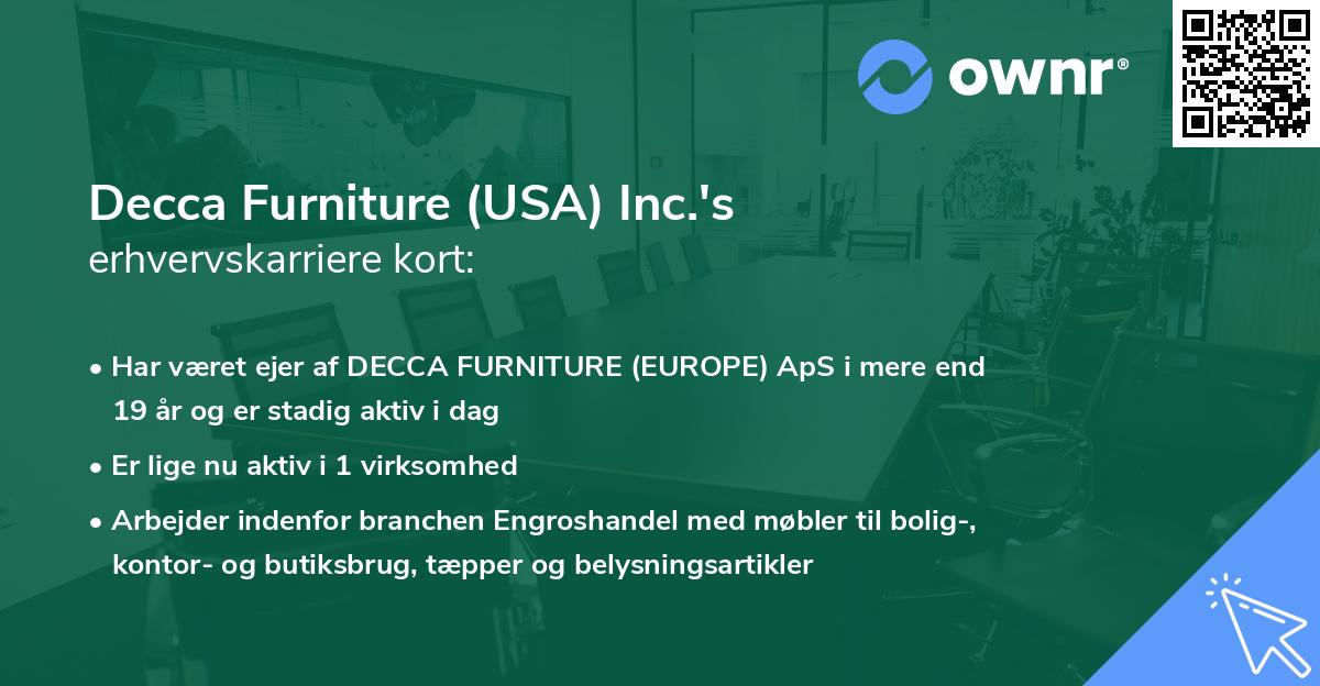 Decca Furniture (USA) Inc.'s erhvervskarriere kort