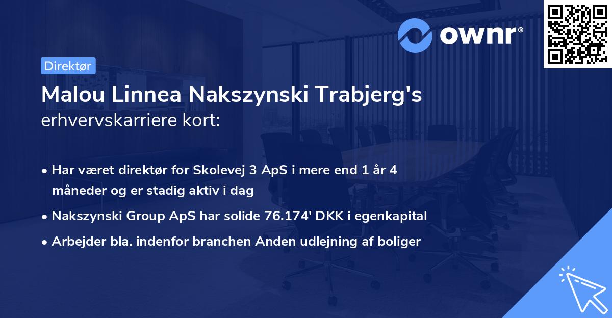 Malou Linnea Nakszynski Trabjerg's erhvervskarriere kort