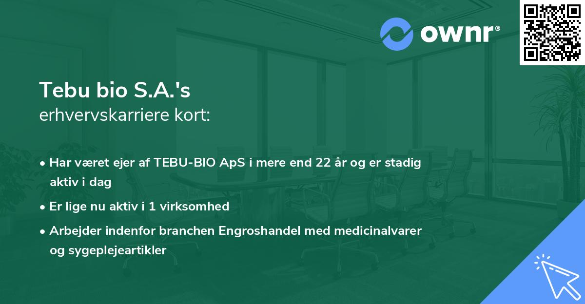 Tebu bio S.A.'s erhvervskarriere kort