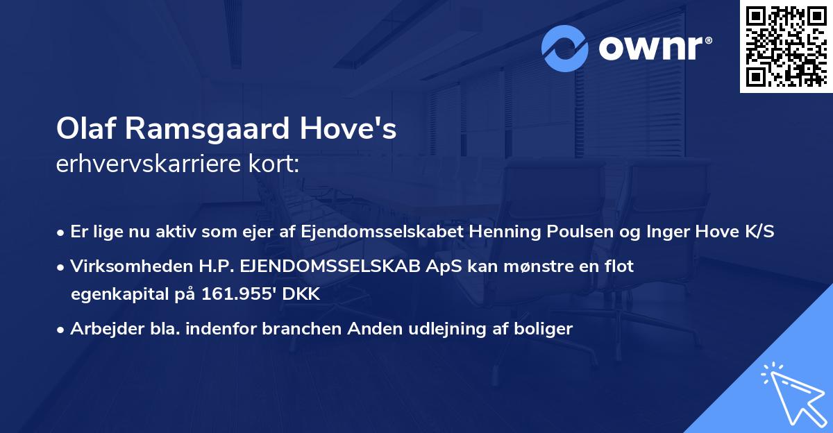 Olaf Ramsgaard Hove's erhvervskarriere kort