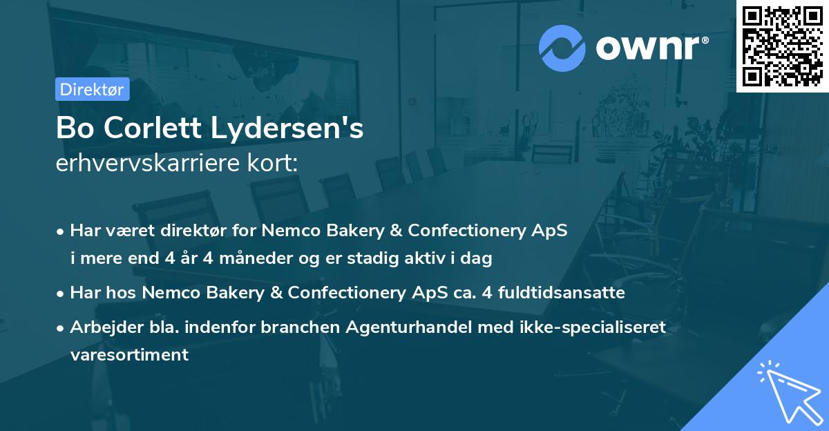 Bo Corlett Lydersen's erhvervskarriere kort