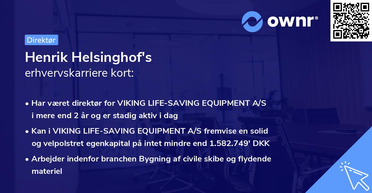 Henrik Helsinghof's erhvervskarriere kort