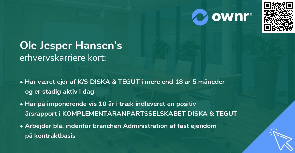 Ole Jesper Hansen's erhvervskarriere kort