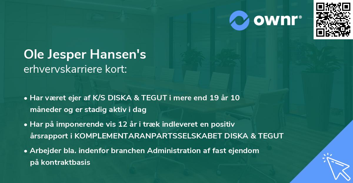 Ole Jesper Hansen's erhvervskarriere kort