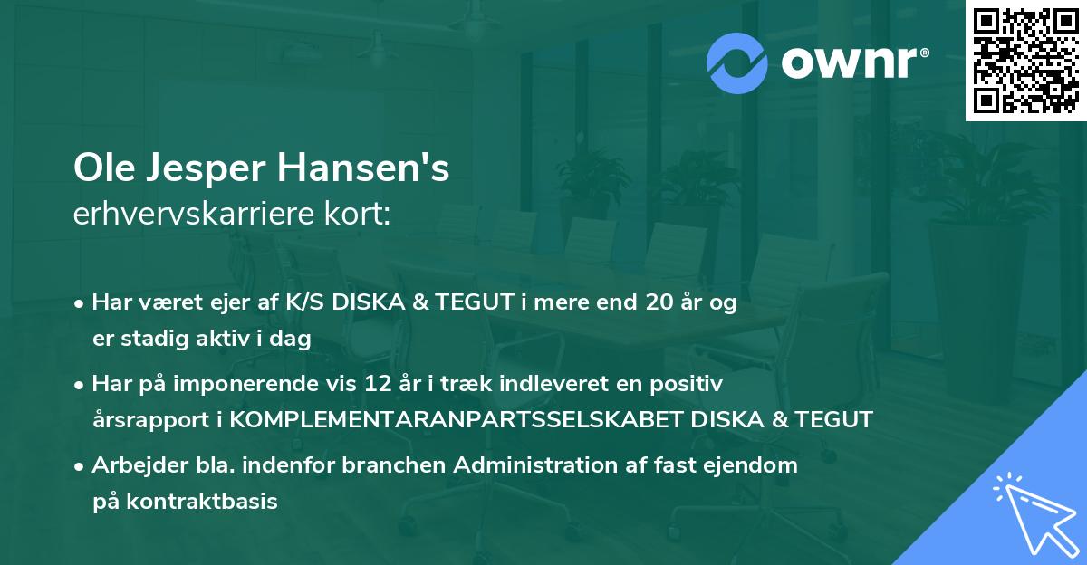 Ole Jesper Hansen's erhvervskarriere kort