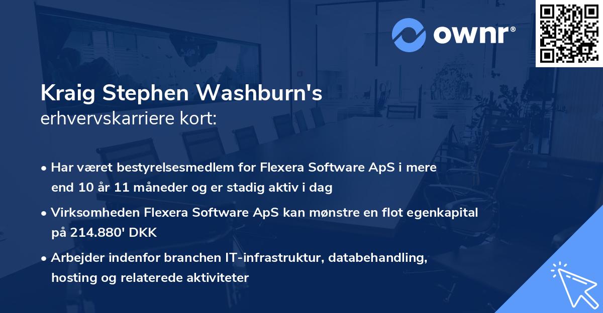 Kraig Stephen Washburn's erhvervskarriere kort