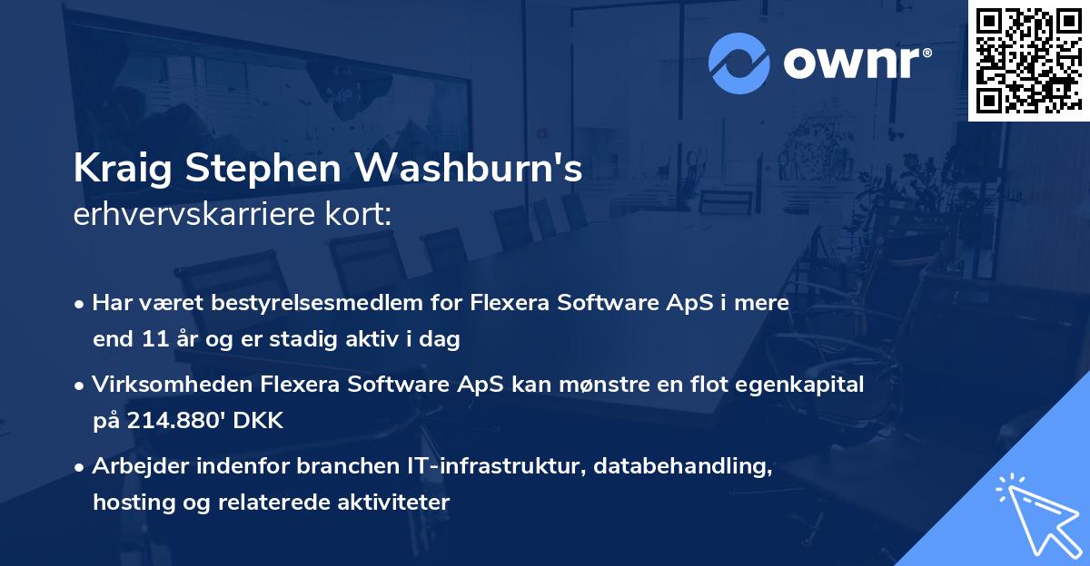 Kraig Stephen Washburn's erhvervskarriere kort