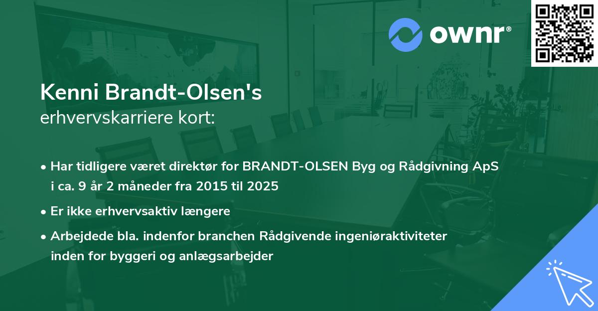 Kenni Brandt-Olsen's erhvervskarriere kort