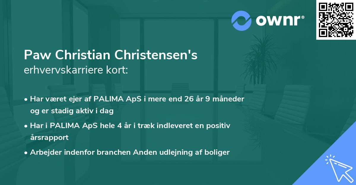 Paw Christian Christensen's erhvervskarriere kort