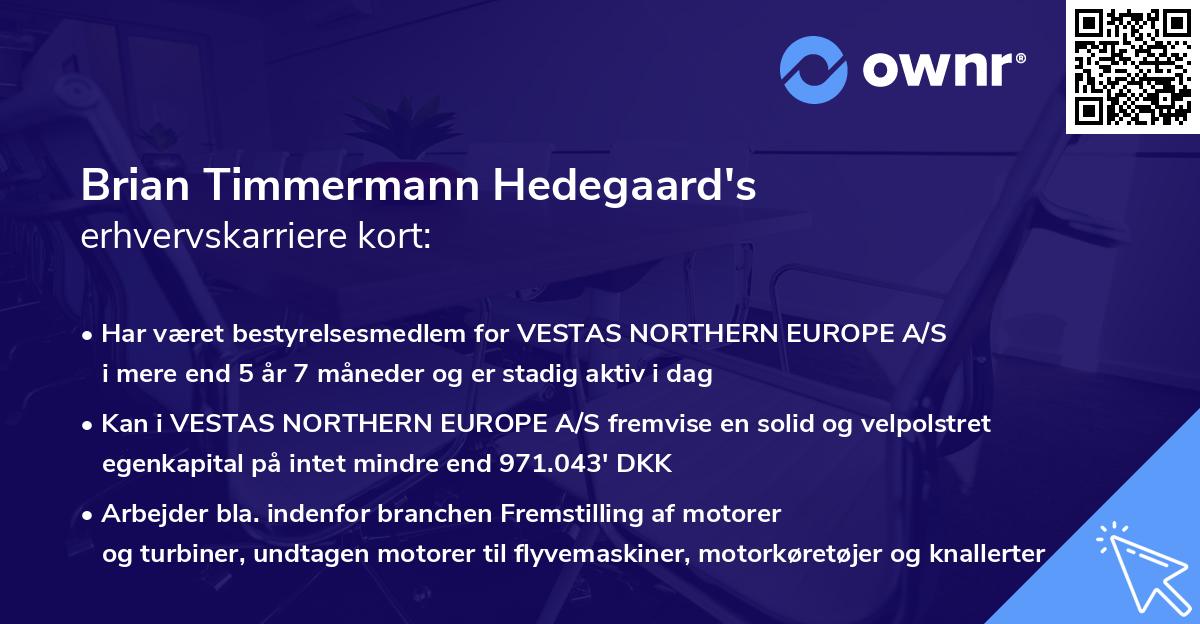 Brian Timmermann Hedegaard's erhvervskarriere kort