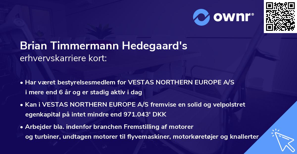 Brian Timmermann Hedegaard's erhvervskarriere kort
