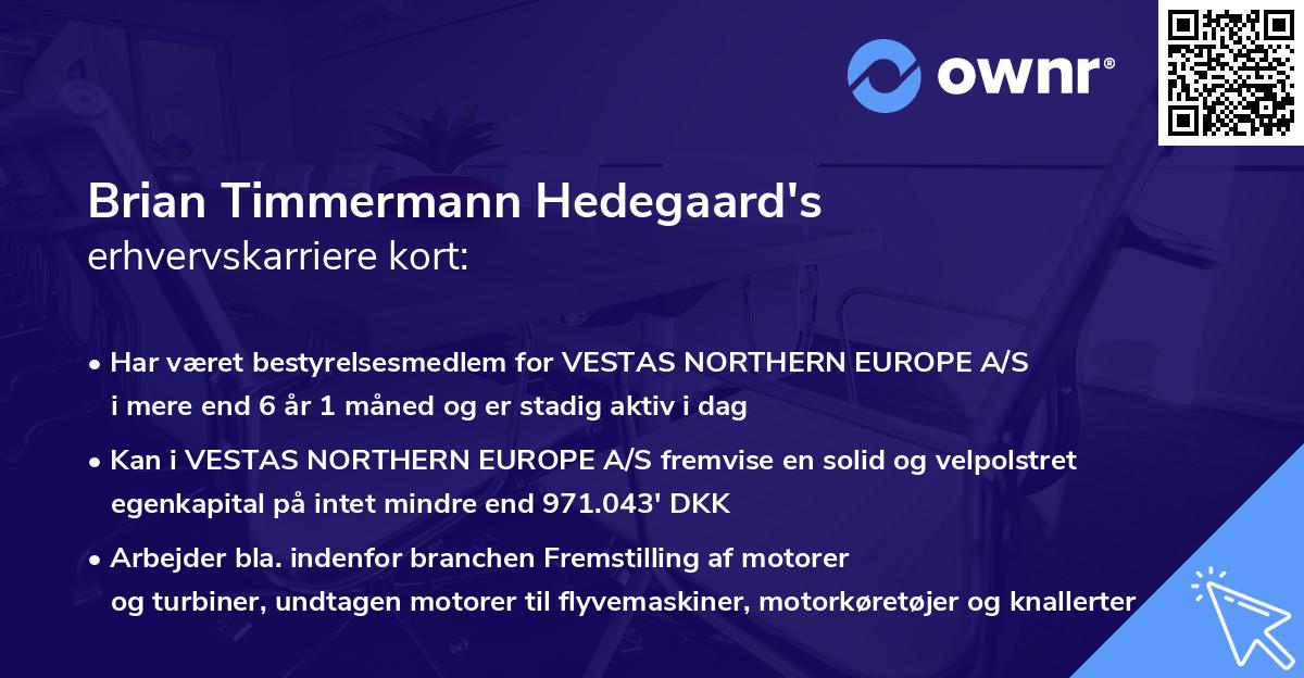 Brian Timmermann Hedegaard's erhvervskarriere kort