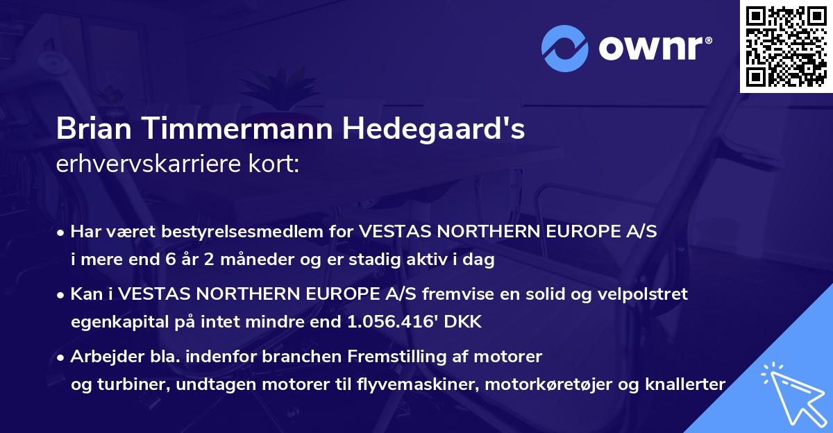 Brian Timmermann Hedegaard's erhvervskarriere kort