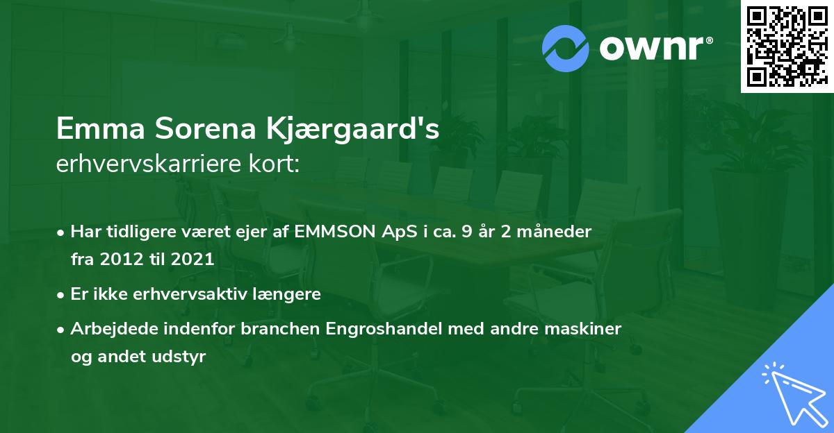 Emma Sorena Kjærgaard's erhvervskarriere kort