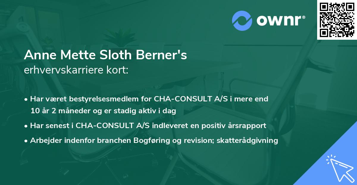 Anne Mette Sloth Berner's erhvervskarriere kort