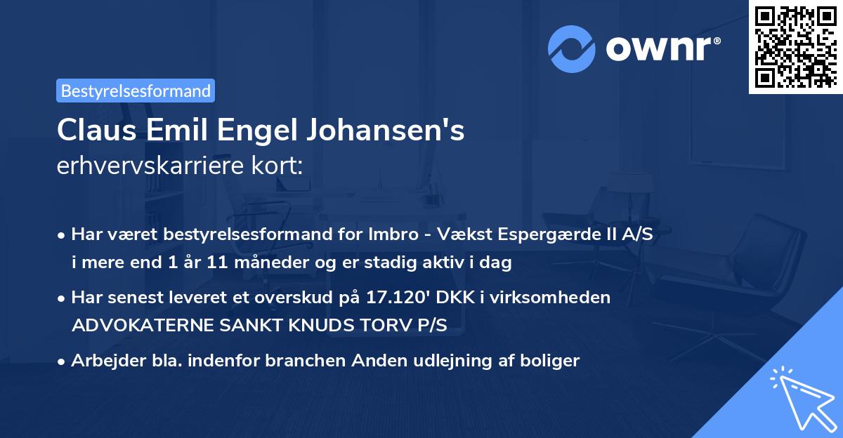 Claus Emil Engel Johansen's erhvervskarriere kort