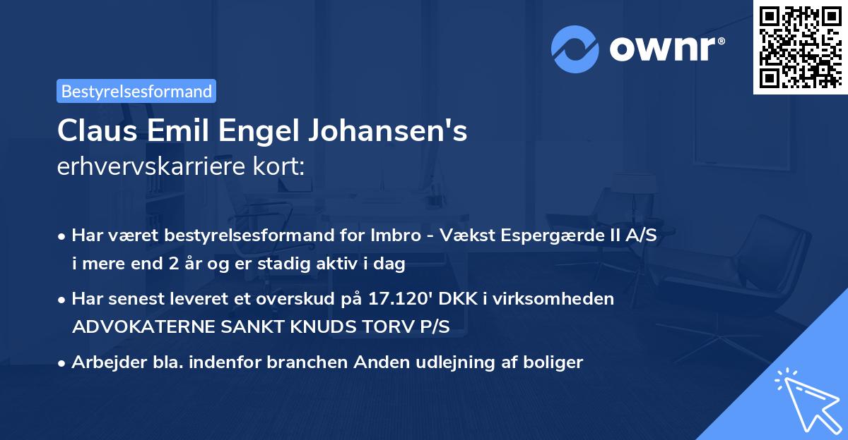 Claus Emil Engel Johansen's erhvervskarriere kort