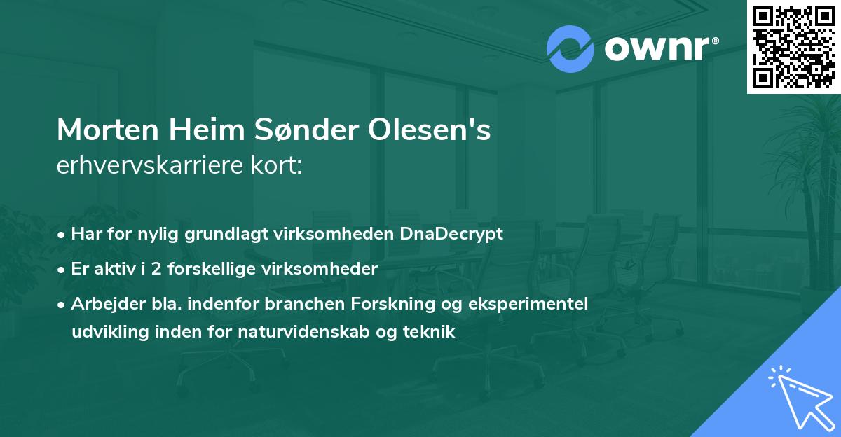 Morten Heim Sønder Olesen's erhvervskarriere kort