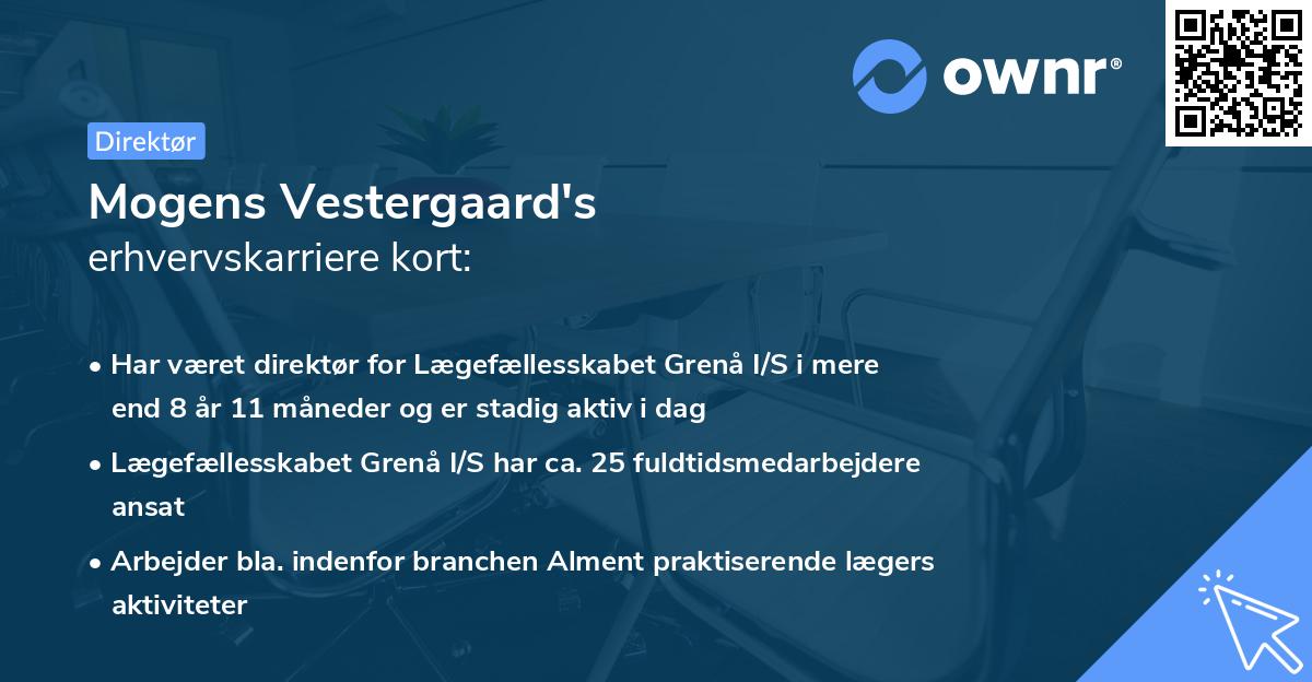 Mogens Vestergaard's erhvervskarriere kort