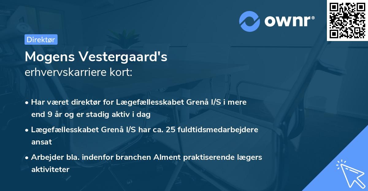 Mogens Vestergaard's erhvervskarriere kort