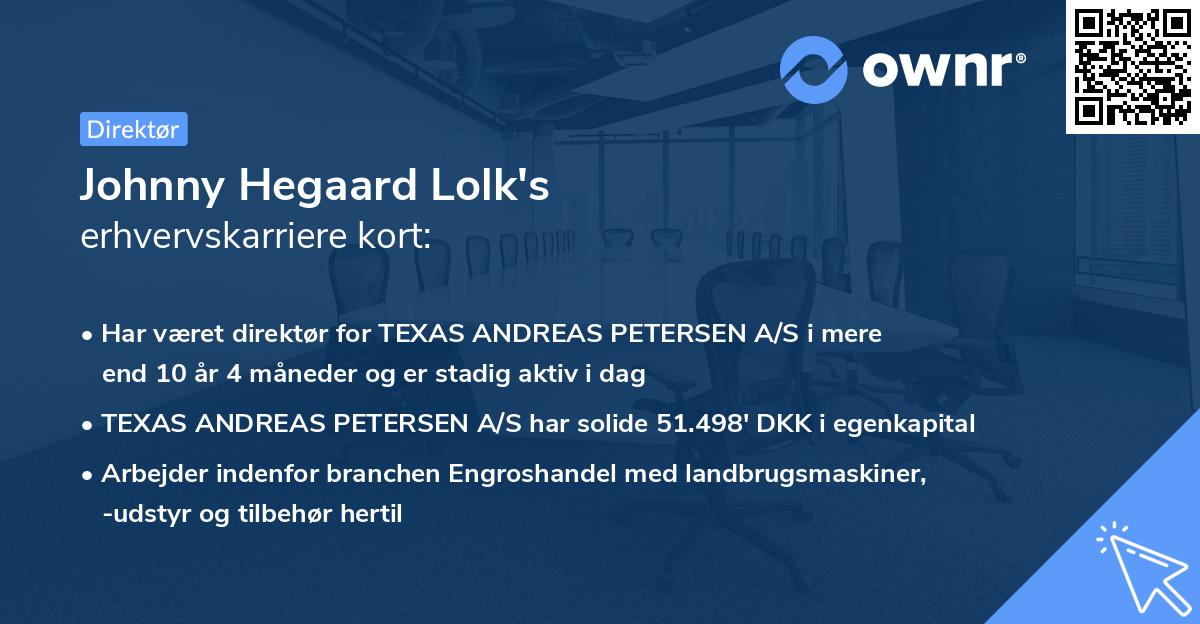 Johnny Hegaard Lolk's erhvervskarriere kort