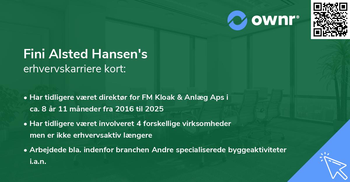 Fini Alsted Hansen's erhvervskarriere kort
