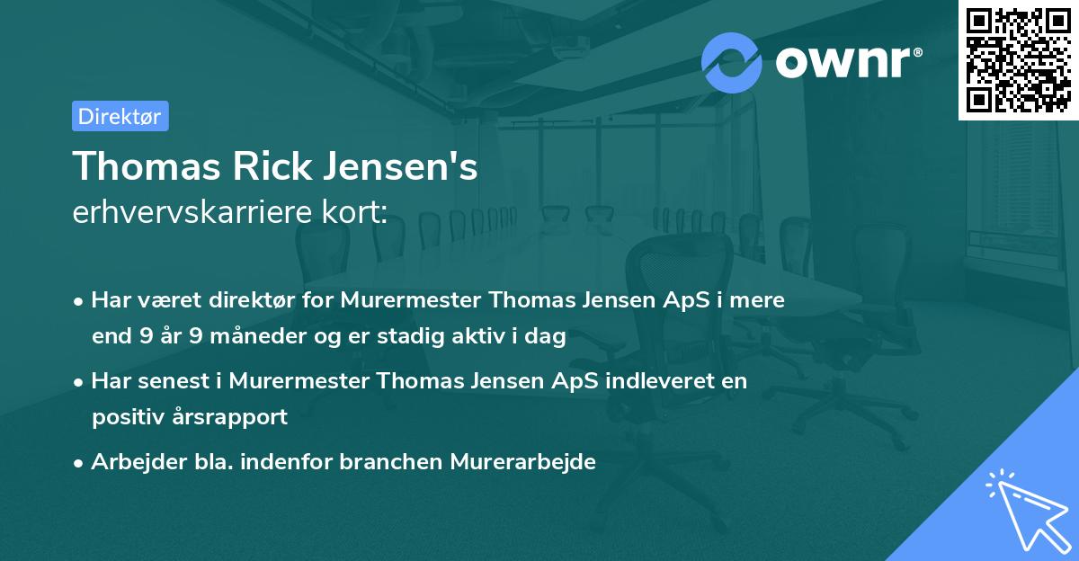 Thomas Rick Jensen's erhvervskarriere kort