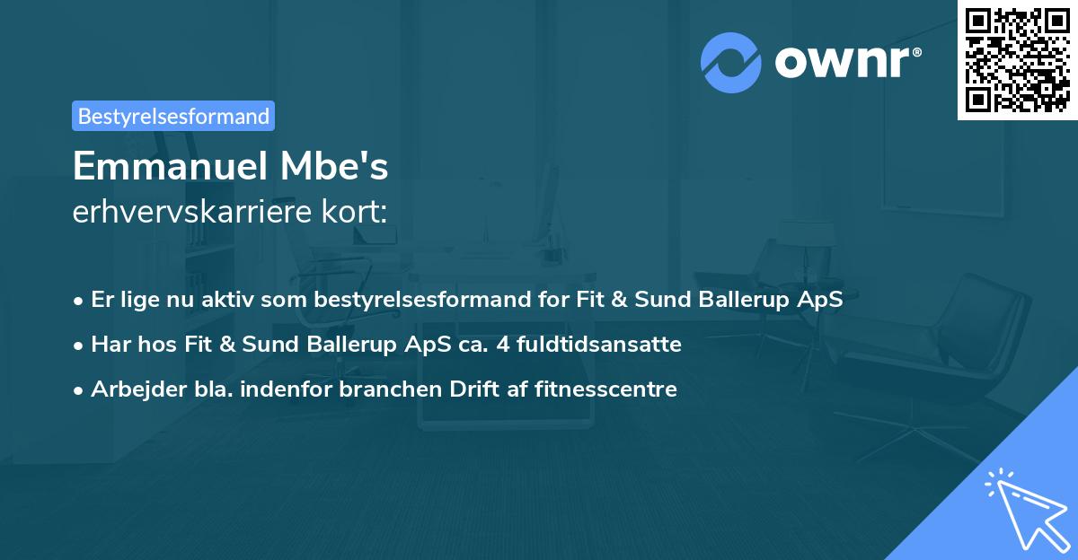 Emmanuel Mbe's erhvervskarriere kort