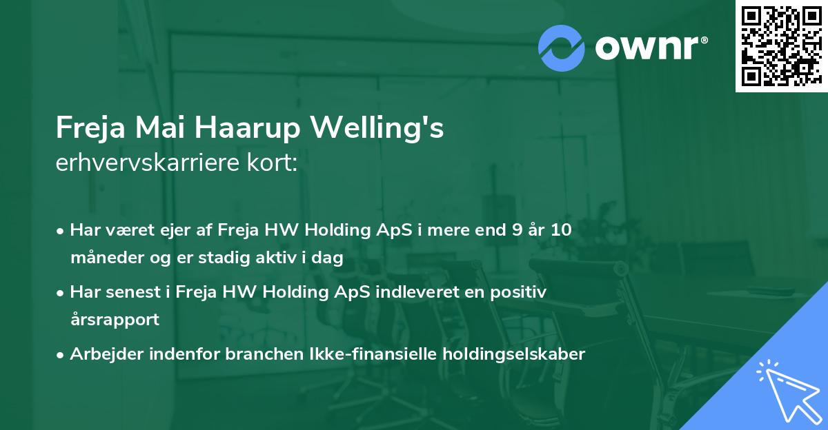 Freja Mai Haarup Welling's erhvervskarriere kort