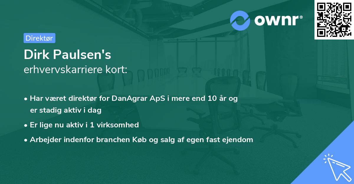 Dirk Paulsen's erhvervskarriere kort