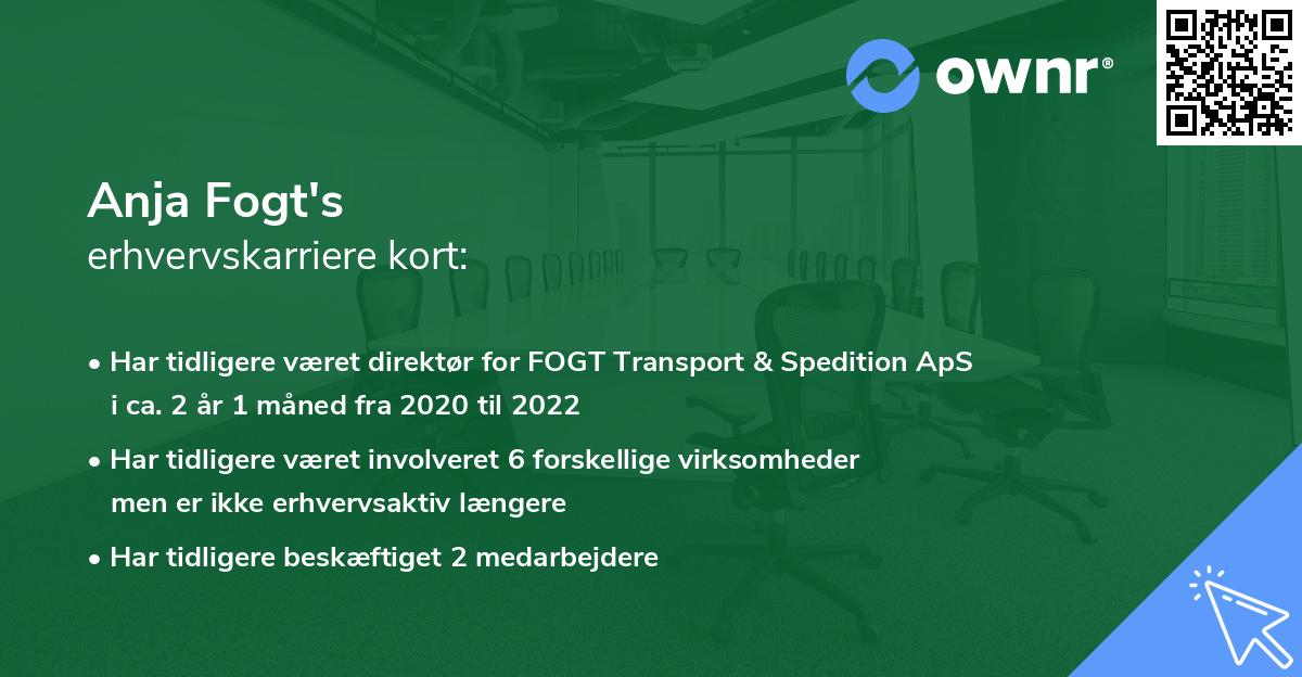 Anja Fogt's erhvervskarriere kort