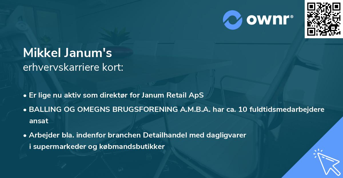 Mikkel Janum's erhvervskarriere kort