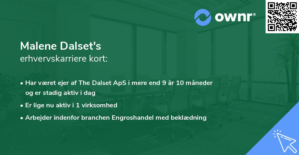 Malene Dalset's erhvervskarriere kort