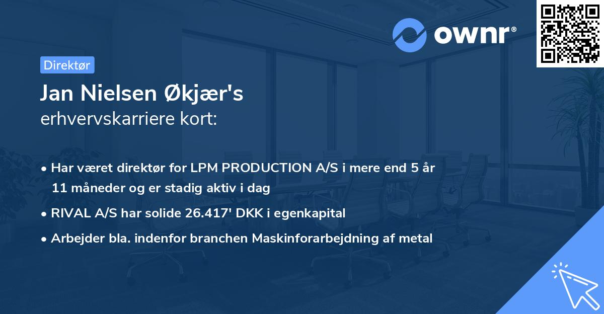 Jan Nielsen Økjær's erhvervskarriere kort