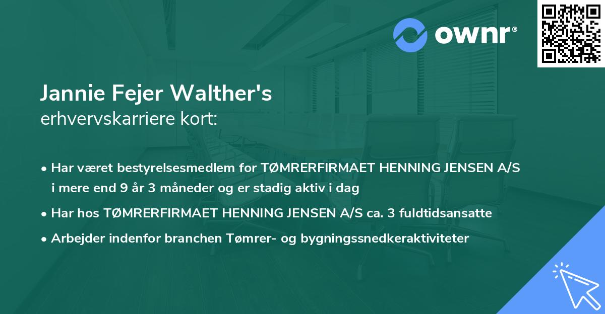 Jannie Fejer Walther's erhvervskarriere kort