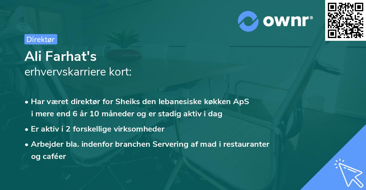 Ali Farhat's erhvervskarriere kort